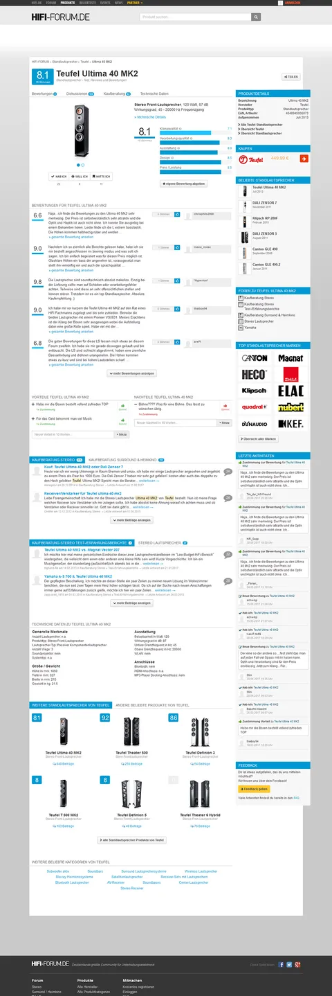 Screenshot/Foto vom Projekt HIFI-Forum Produktdatenbank