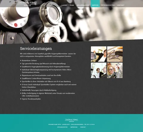 Screenshot/Foto vom Projekt Susanne Kamp Optic Website Relaunch