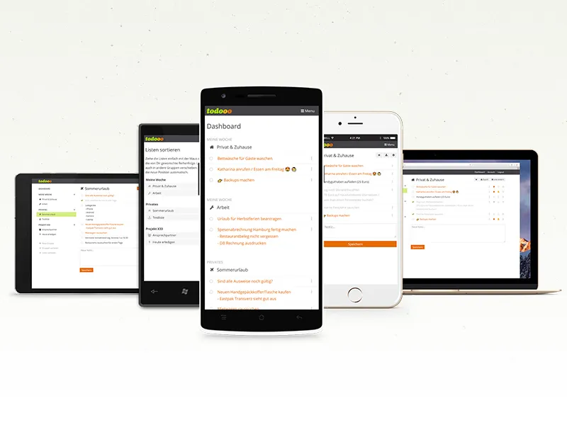 todooo.com Screenshots auf diversen Geräten